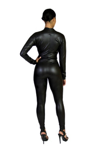 Black Faux Dolman Sleeved Body Con Jumpsuit